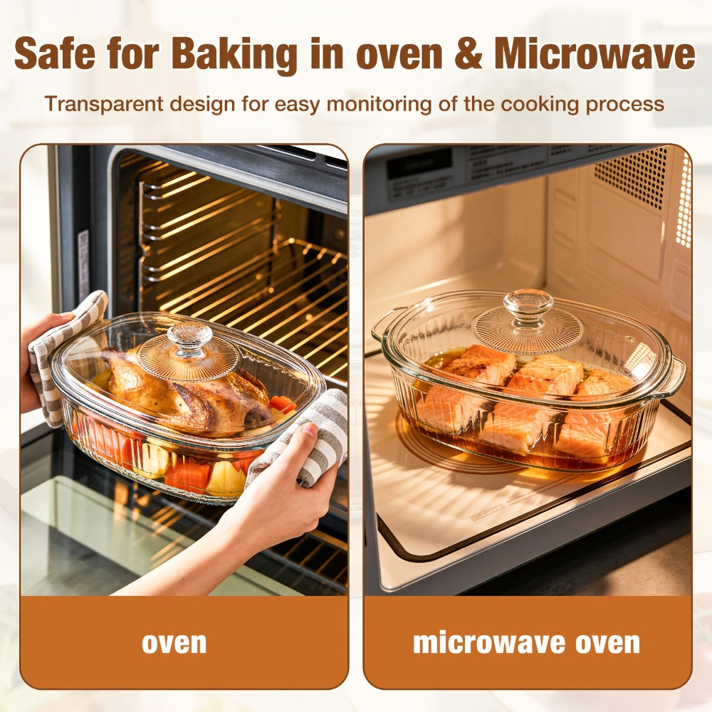 Borosilicate Glass Baking Dish with Lid 96oz – Oval Casserole Pan Microwave Oven Fridge Safe | Multi-Use for Baking, Meal Prep, Grilled Fish, Salad & Food Serving | Kitchen Bakewar - product image 7