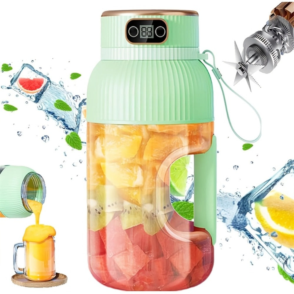 Portable Blender Personal Juicer Cup - Upgraded 10-Blade USB Rechargeable Smoothie Blender for Fruits, Vegetables & Milkshakes, Large Capacity, Digital Display, Travel Cover, Sport - product image
