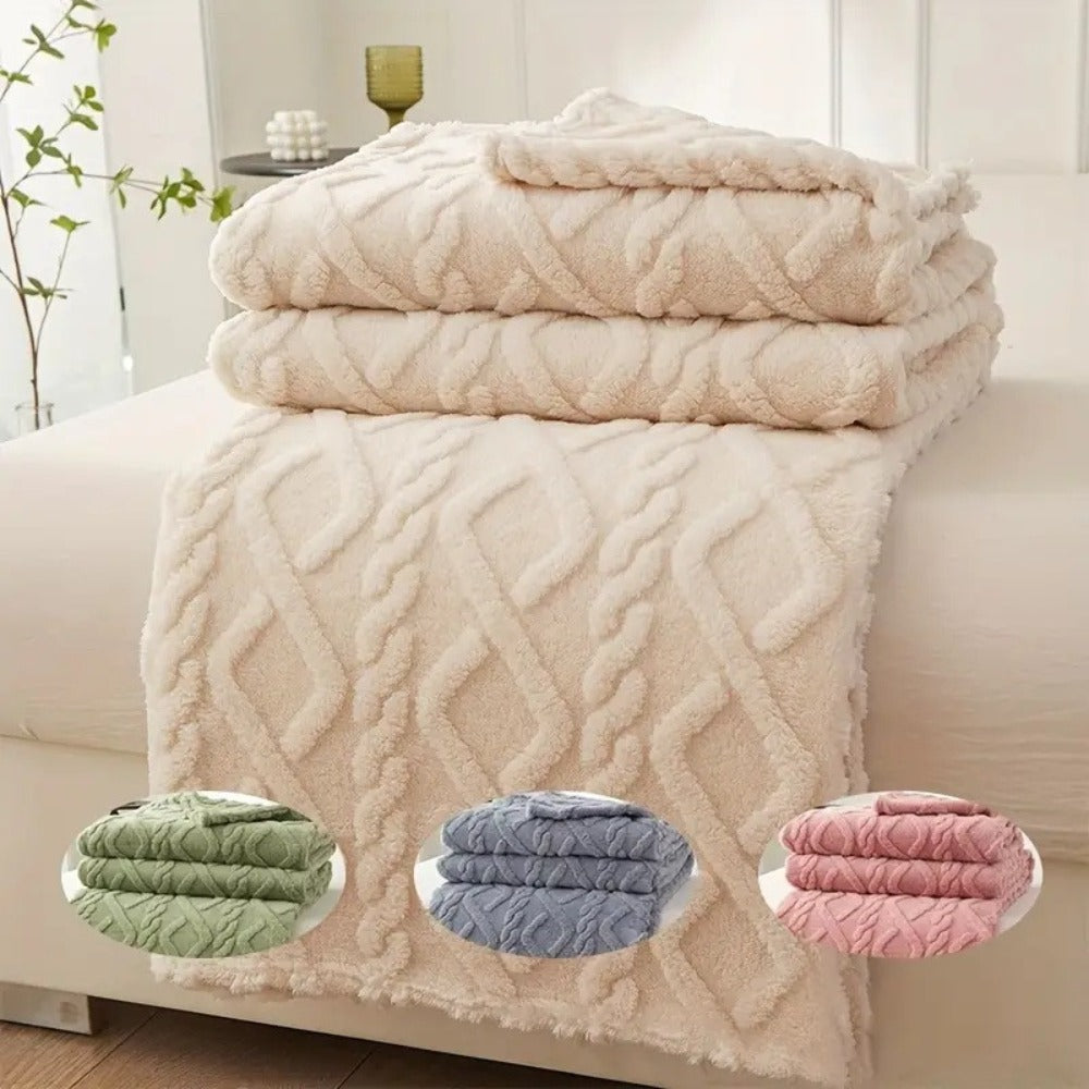 3D Plush Dense Weave Fleece Blanket – Ultra-Soft Warm Throw for Bed, Couch, Travel & Outdoor, Air-Conditioning Friendly, 3 Colors, 2 Sizes - product image