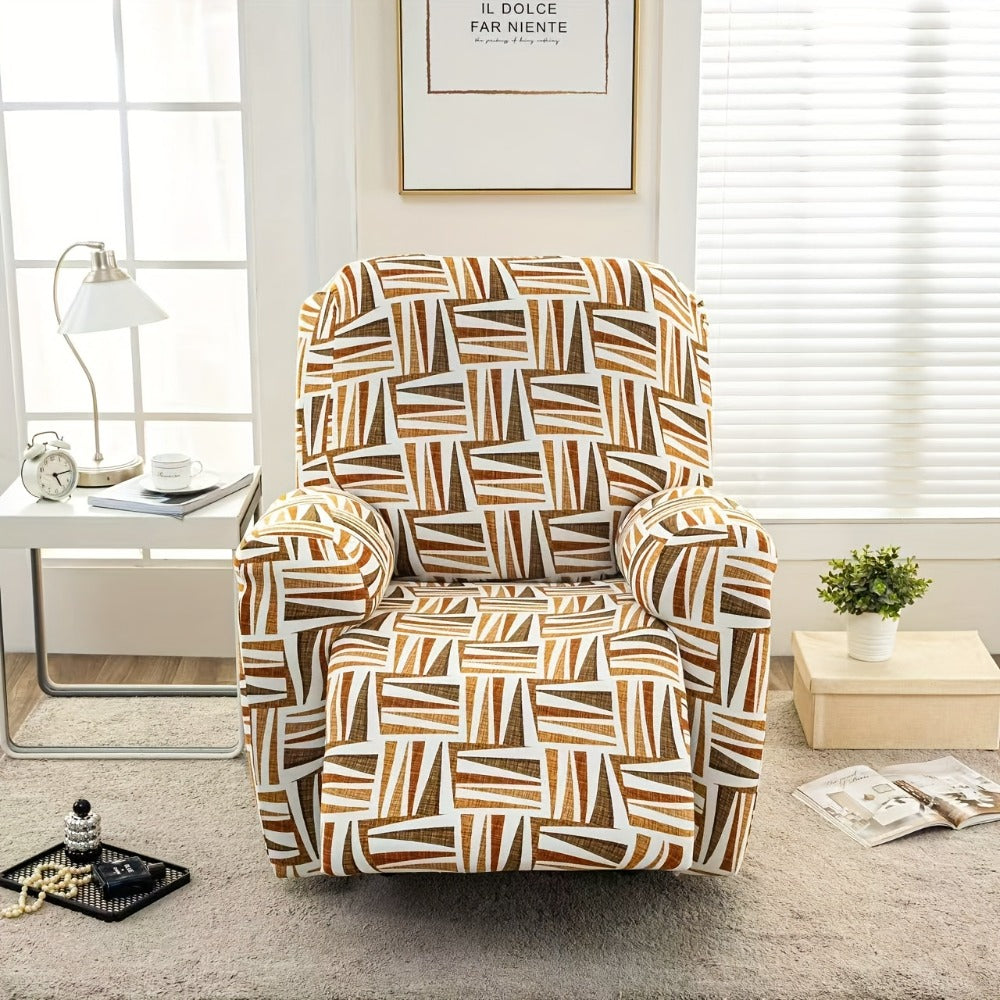 Recliner Slipcover 4pcs Extra Large with Pocket - Spandex Stretch Four Seasons Furniture Protector | Botanical Geometric Prints | Living Room Home Decor Sofa Chair Cover - product image 19