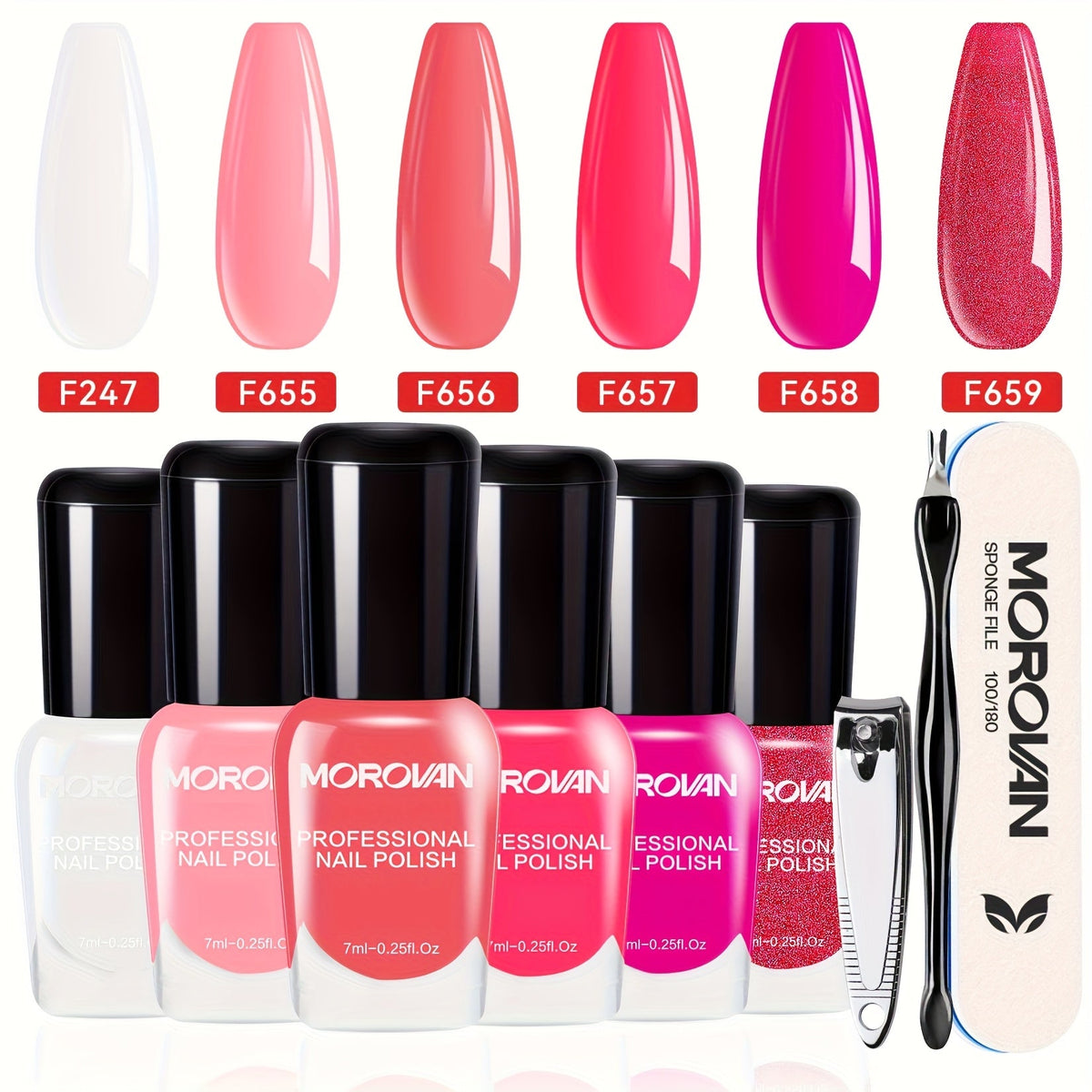 Nail Polish Set 6 Colors Quick Dry Long-Lasting – Hot Pink, Rose Red, Lilac Purple, Nude Pink, Lavender & Violet High Gloss 0.25oz, Chip-Resistant Nail Polish Gift Set for Women Te - product image 11