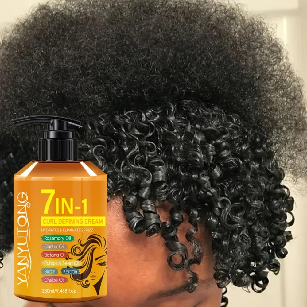 Argan Oil & Rosemary Curling Cream 280ml — 7-in-1 Moisturizing Long-Lasting Hold, Defines Waves & Curls, Naturally Fluffy Frizz-Free Finish for Wavy Curly Coily Hair Women - product image 3
