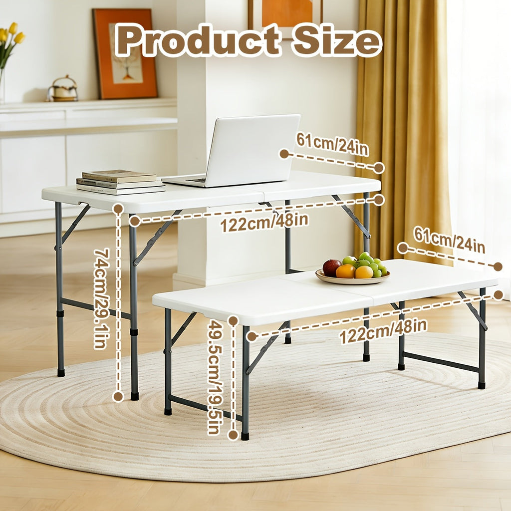 Folding Picnic Table Travel-friendly Plastic Camping Table Indoor Outdoor with Carrying Handle Lock 4FT 6FT Featherlight Fold Up Dining Table for Camping - product image 3