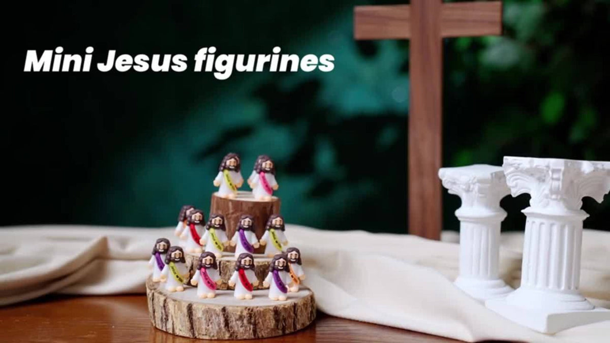 Colorful Bulk Religious Statues 5 Colors, Baptism Favors Sunday School Gifts Christian Party Favor Home Decor Vase Filler | Mini Jesus Figurines for Halloween Trunk-or-Treat 50/100/150pcs