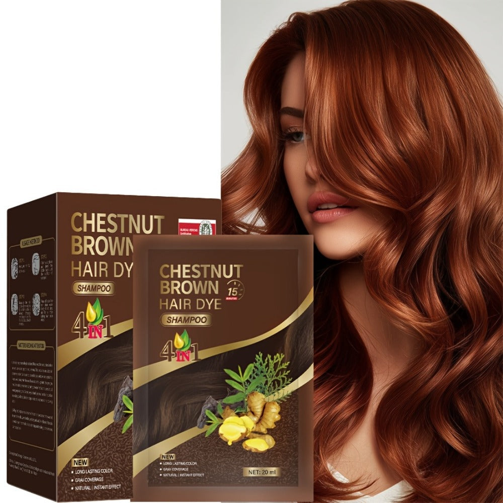 3-in-1 Hair Dye Shampoo Sachets Box of 10 Packs — Natural Color, Grey Coverage, Deep Cleansing, No-Mix Formula, Travel-Friendly Individual Packaging for Women & Men, Black Brown Ch - product image 8