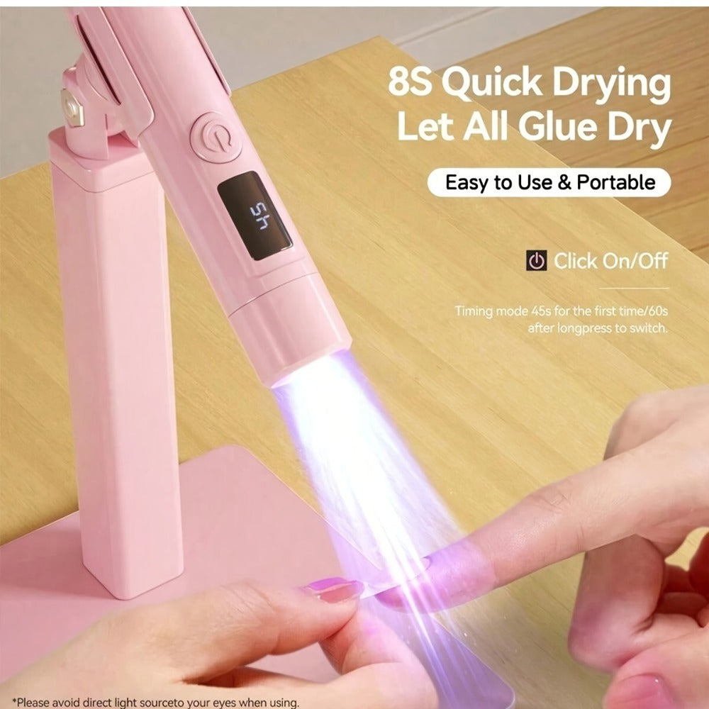 Gel Nail Lamp 360° Rotating Head with Digital Timer 45s/60s & Bonus Nail Stamp – USB Powered LED Gel Polish Curer with Condenser Lens for Home Manicure & Nail Art, White Pink - product image 5