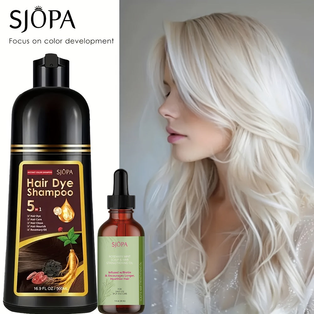 Hair Color Shampoo 5-in-1 Instant Gray Coverage Color Dyeing Conditioner 16.9oz – SJOPA No Ammonia Safe Natural Formula 12 Shades Unisex Men Women - product image 10