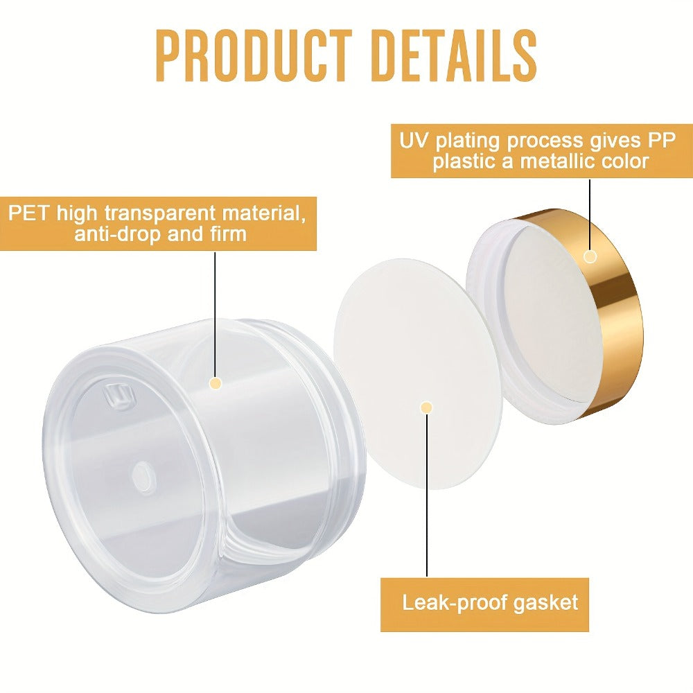 Wide Mouth Plastic Jars with Lids 2oz 100 Pack Clear Cosmetic Containers with Golden Flip Top Lid for Lotion Cream Body Butter Lip Balm Rhinestones Glitter Beads Travel Sample Stor - product image 5