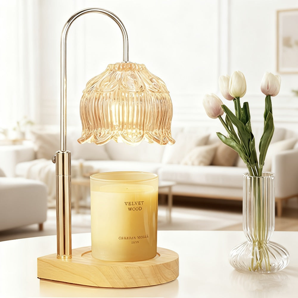 Electric Candle Warmer with Timer, Crystal Wax Melt Warmer Lamp, Adjustable Temperature, Lily Shape Glass Candle Warmer for Scented Jar Candles, 2/4/8 Hour Timer, Holiday Home Deco - product image 5
