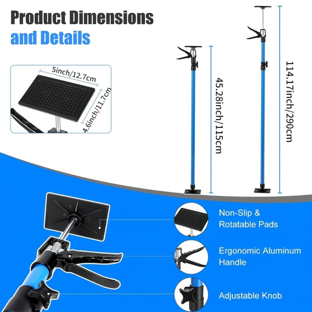 Adjustable Steel Support Rods for Drywall & Cabinet Installation, Extendable Construction Support Poles 19.7"-45.3" / 45"-114", Manual Lifting Tool Height Adjuster for Home Renovat - product image 3