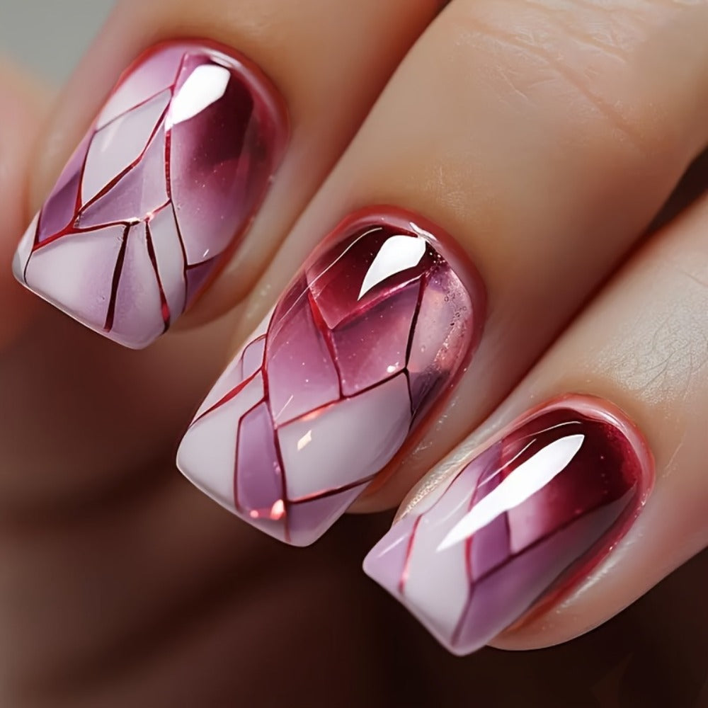 Press On Nails 216 Pieces 9 Boxes Soft Gel Short Square Full Cover Fake Nails Kit – French White Gradient Glitter Heart Matte False Nail Set for Women Girls - product image 14