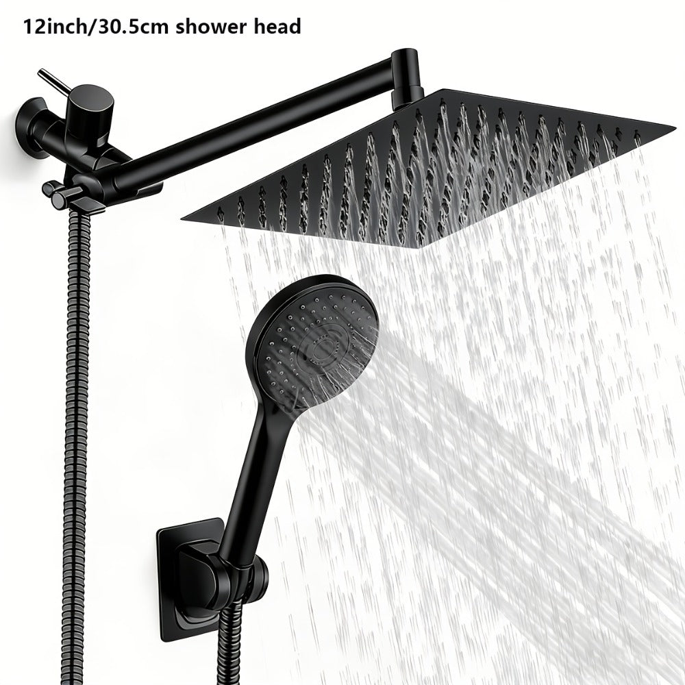High Pressure Rainfall Shower Head Combo with Handheld Spray – 9 Spray Settings, 180° Adjustable Bracket, Stainless Steel Hose, Anti-Clog Nozzles, Modern Bathroom Shower System - product image 5