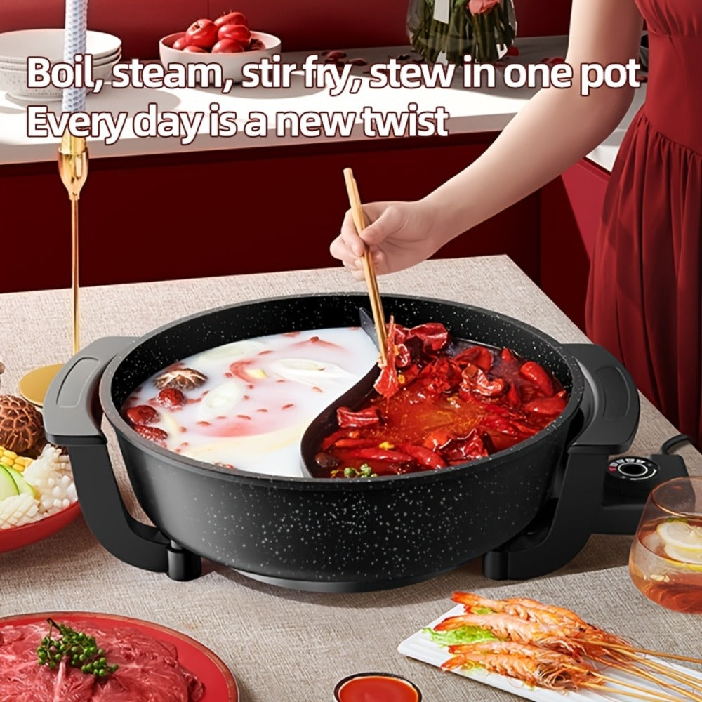 Mandarin Duck Hot Pot Electric – Large Capacity Non-Stick Divided Hot Pot for Steaming, Boiling, Frying & Stewing, Quick Heating, US Plug, Perfect for Family Hot Pot Night - product image 6