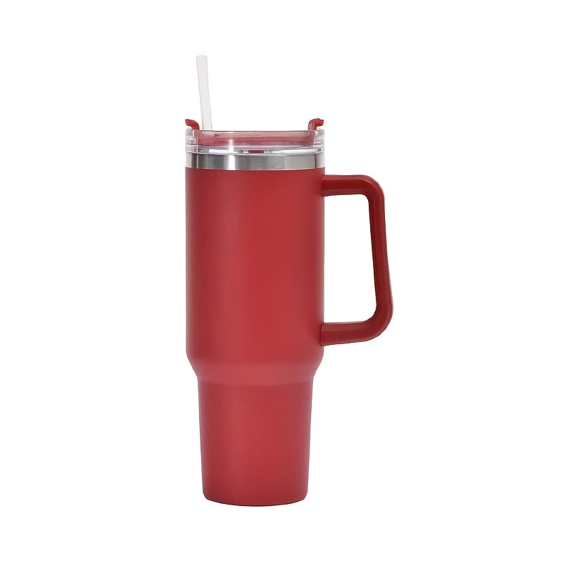 Double-Wall Vacuum 304 Stainless Steel Travel Cup, Leakproof & Rustproof, Hot & Cold Drinks, 15 Colors, Perfect Gift for Christmas, Travel & Outdoor | Insulated Tumbler 40oz with Handle & Straw Lid