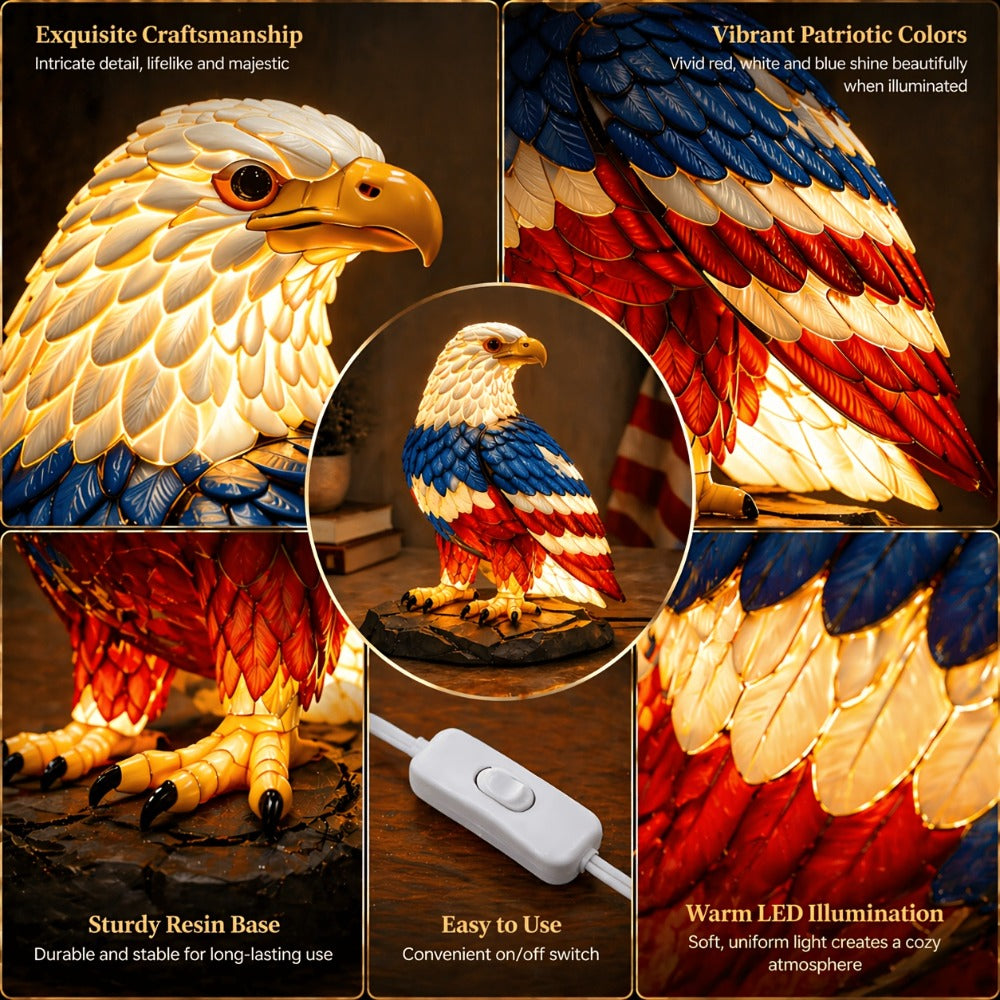 Boho Retro Stained Eagle Night Light – 3D Resin Animal Table Lamp, Vintage Colorful Stained Glass Effect Desk Light for Bedroom Home Decor, Creative Birthday Christmas Gift for Eag - product image 6