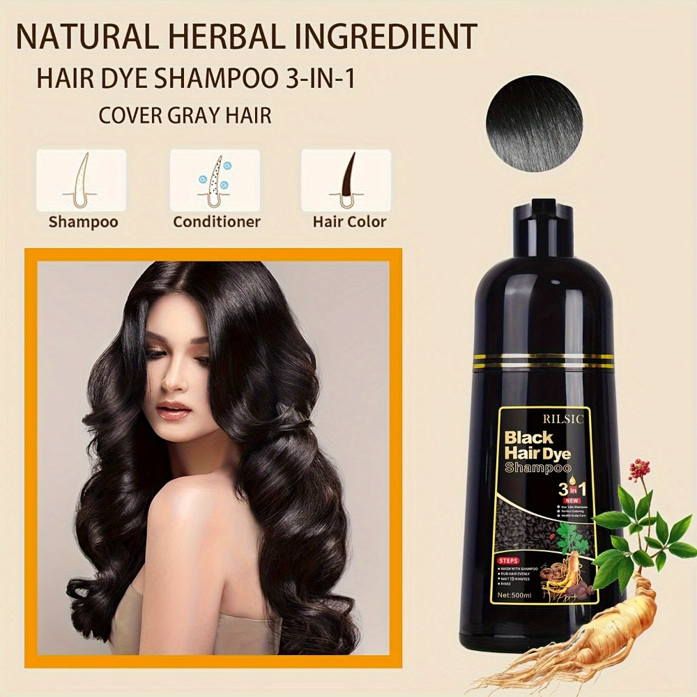 Gray Hair Coverage Shampoo 3-in-1 Hair Dye Shampoo 3-Pack | Herbal Natural Formula Color in Minutes | Long-Lasting Black Brown Chestnut Brown | No Mixing Easy Home Hair Color for M - product image 10