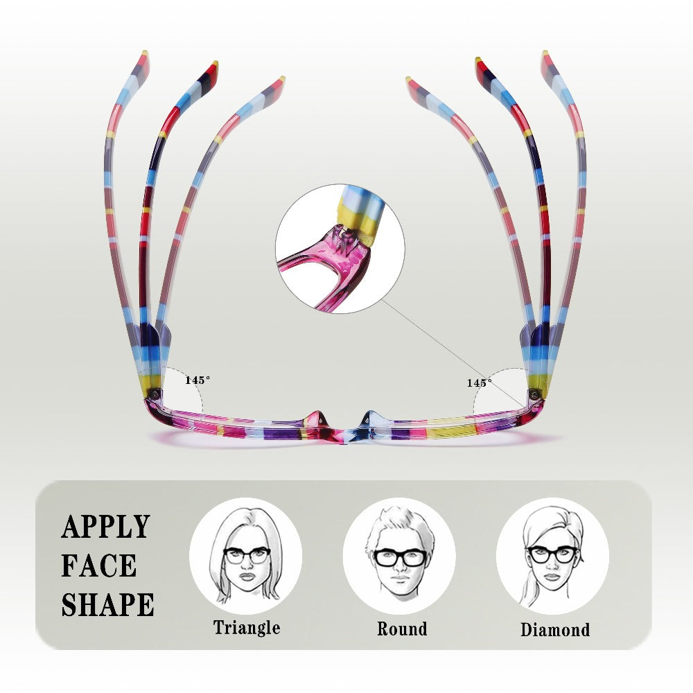 Reading Glasses 4-Pack Retro Rectangle Spring Hinge Multi-Strength for Men and Women – 1.0x to 4.0x Magnification Colorful Printed Frames Eyeglasses Set - product image 4