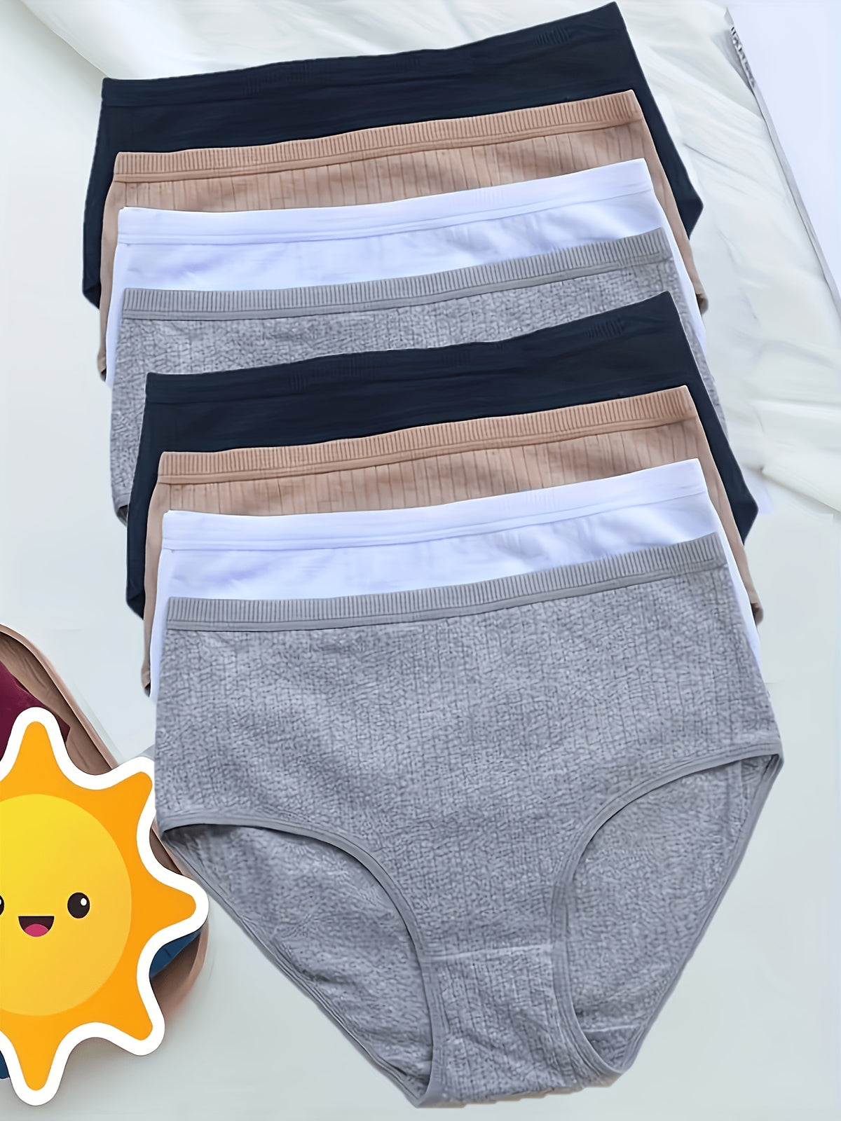 [8pcs High Rise Briefs] 8pcs Solid Simple High Rise Briefs, Comfy Breathable Stretchy Intimates Panties, Women's Lingerie & Underwear