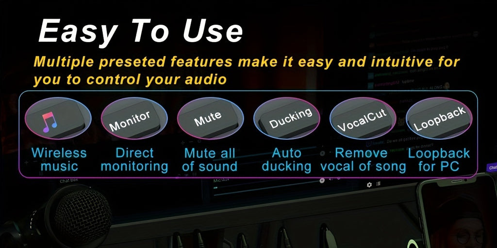 Podcast Equipment Bundle, All-in-One Audio Interface DJ Mixer with 2 Condenser Microphones, Recording Studio Kit Live Sound Card for Singing Broadcast, Live - product image 21