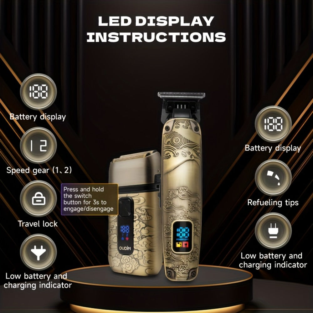 Cordless Electric Foil Shaver Grooming Kit for Men with Barber Shears Beard Mustache Trimmer Bald Head Razor Haircutting Set Father's Day Birthday Gift for Dad Husband - product image 21
