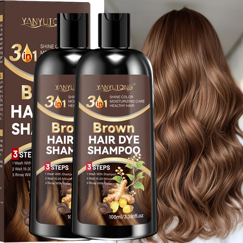 Brown Hair Dye Shampoo 2-Pack 3.38oz — Polygonum Multiflorum & Ginger Extract Covers Gray Hair, Deep Moisture Anti-Frizz Long-Lasting Natural Color, Plant-Based Unisex Hair Gift - product image 7