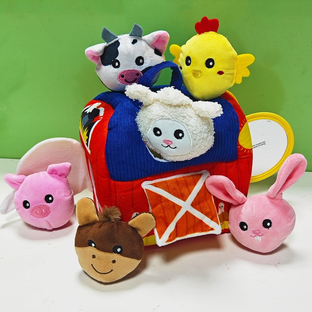Farm Playset Baby Toy with 6 Plush Animals, Barn, Rattle, Crinkle & Mirror – Travel-friendly Sensory Learning Toy for Babies & Toddlers, Infant Activity Gift - product image 2