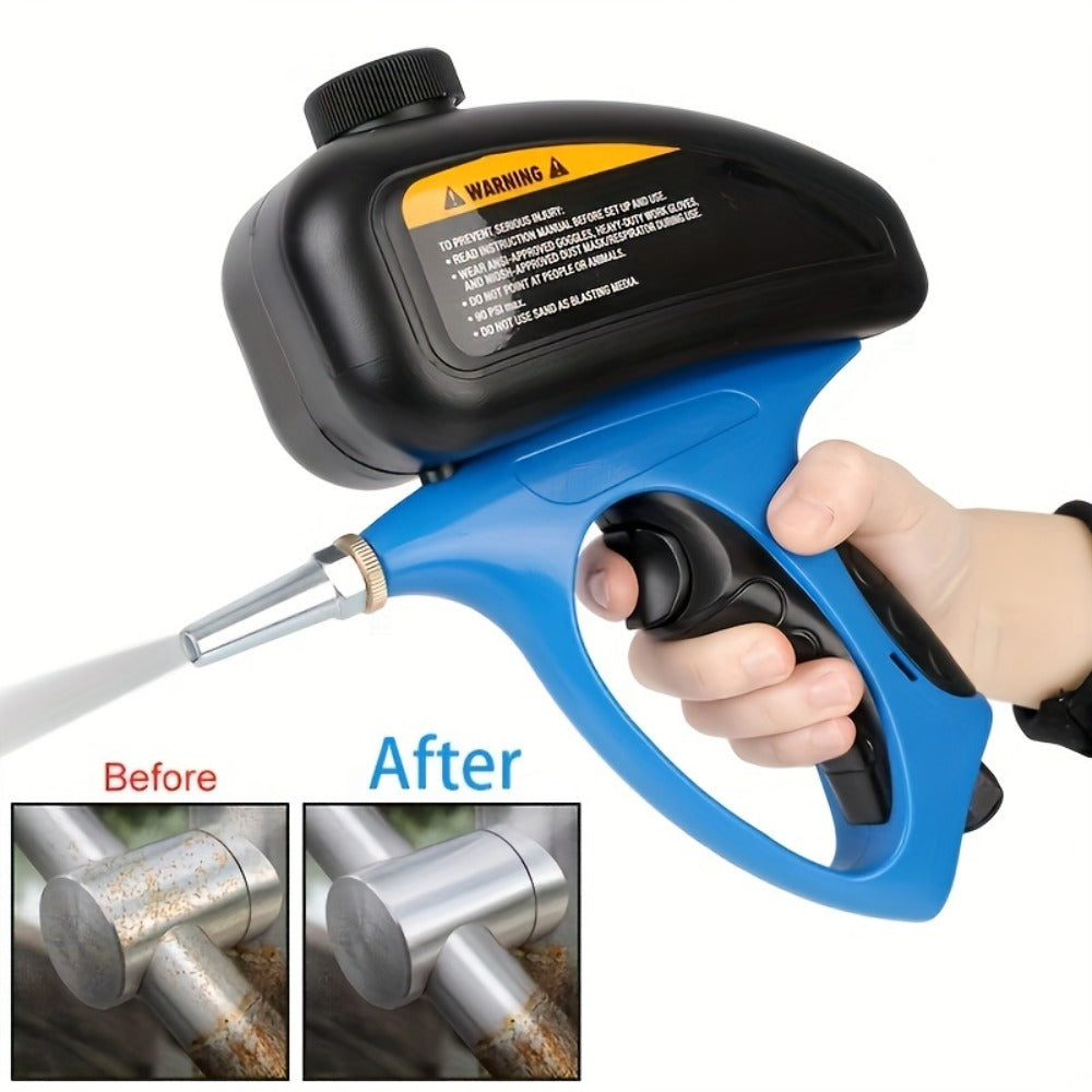 Sandblaster Gun for Air Compressor Pneumatic Abrasive Blasting – 90 PSI Max, 500ml Tank, Small Nozzle, for Metal Rust Removal, Glass Etching, Polishing & Auto Repair – Blue, Red &  - product image 8