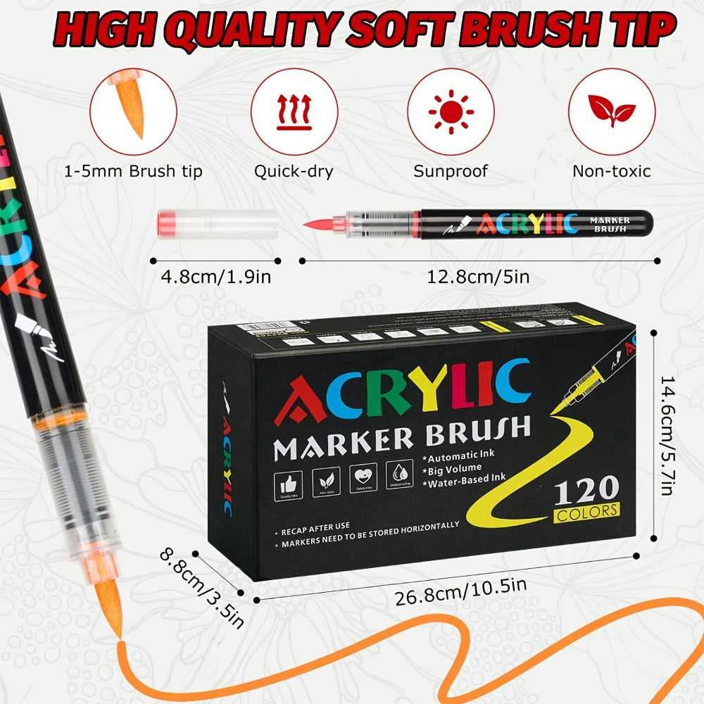 Acrylic Paint Pens Marker Set for Rock Painting Canvas Wood Glass Fabric Ceramic Fine Tip Liquid Acrylic Markers for Artists Adults Kids Available in 12 36 60 80 120 Colors for Everyday Use
