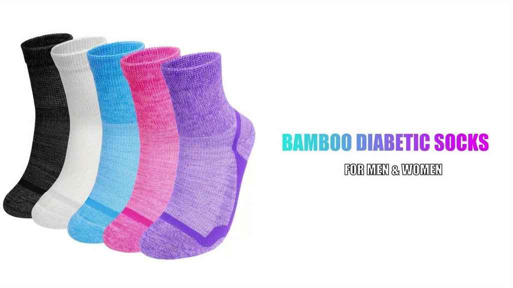 Wide Calf Socks 5 Pairs Loose Top Non-Binding Breathable Crew Socks for Men Women Plus Size Large Leg Edema Varicose Veins Comfort Fit M L Mixed Black - product image 10