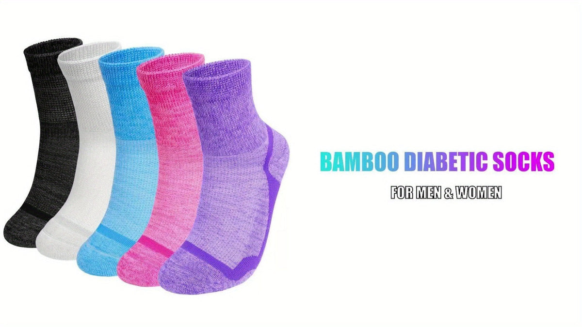 Wide Calf Socks 5 Pairs Loose Top Non-Binding Breathable Crew Socks for Men Women Plus Size Large Leg Edema Varicose Veins Comfort Fit M L Mixed Black - product image 10