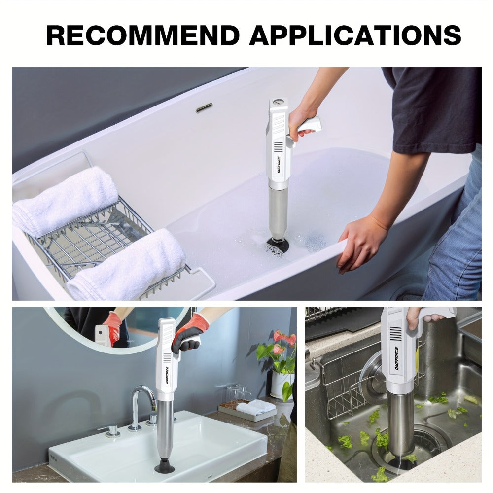 Electric Toilet Plunger 8V Cordless – High-Pressure Pneumatic Toilet Unclogger with Real-Time Pressure Display, Power Drain Opener for Clogged Toilets, Sinks & Floor Drains, Mess-F - product image 6