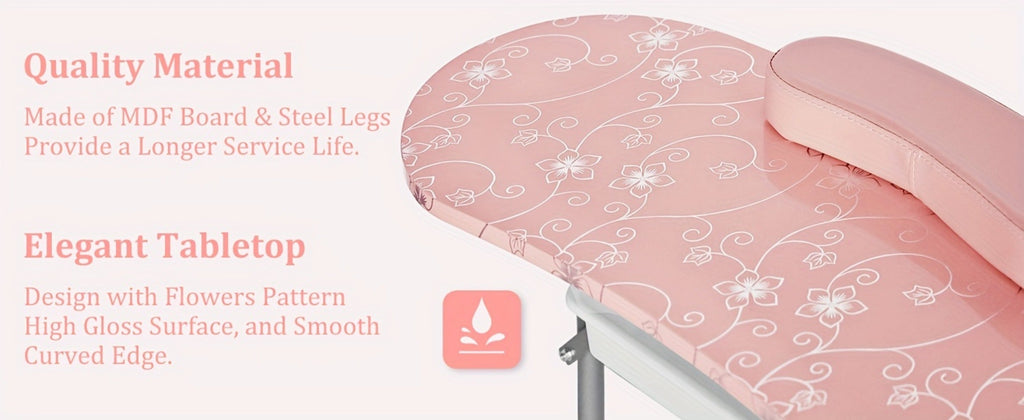 Foldable Nail Table with LED Lamp Drawer Lockable Wheels Wrist Cushion & Carrying Bag – Portable Manicure Station for Nail Salon Technician Home Studio White - product image 13