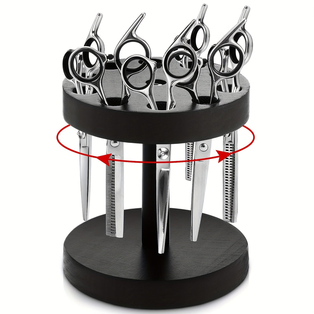 Scissor Holder Rotating 360 Degree Wooden Barber Shears Stand Organizer 10 Holes 0.71 Inch for Salon Hair Stylist Barbershop Grooming Tool Storage Countertop Display - product image 7