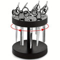 Scissor Holder Rotating 360 Degree Wooden Barber Shears Stand Organizer 10 Holes 0.71 Inch for Salon Hair Stylist Barbershop Grooming Tool Storage Countertop Display - product image 7