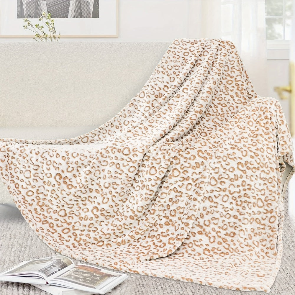 Leopard Print Throw Blanket – Soft Fluffy Jacquard Fleece Flannel for Couch, Bed, Sofa & Camping, 3 Sizes, 5 Colors - product image 6
