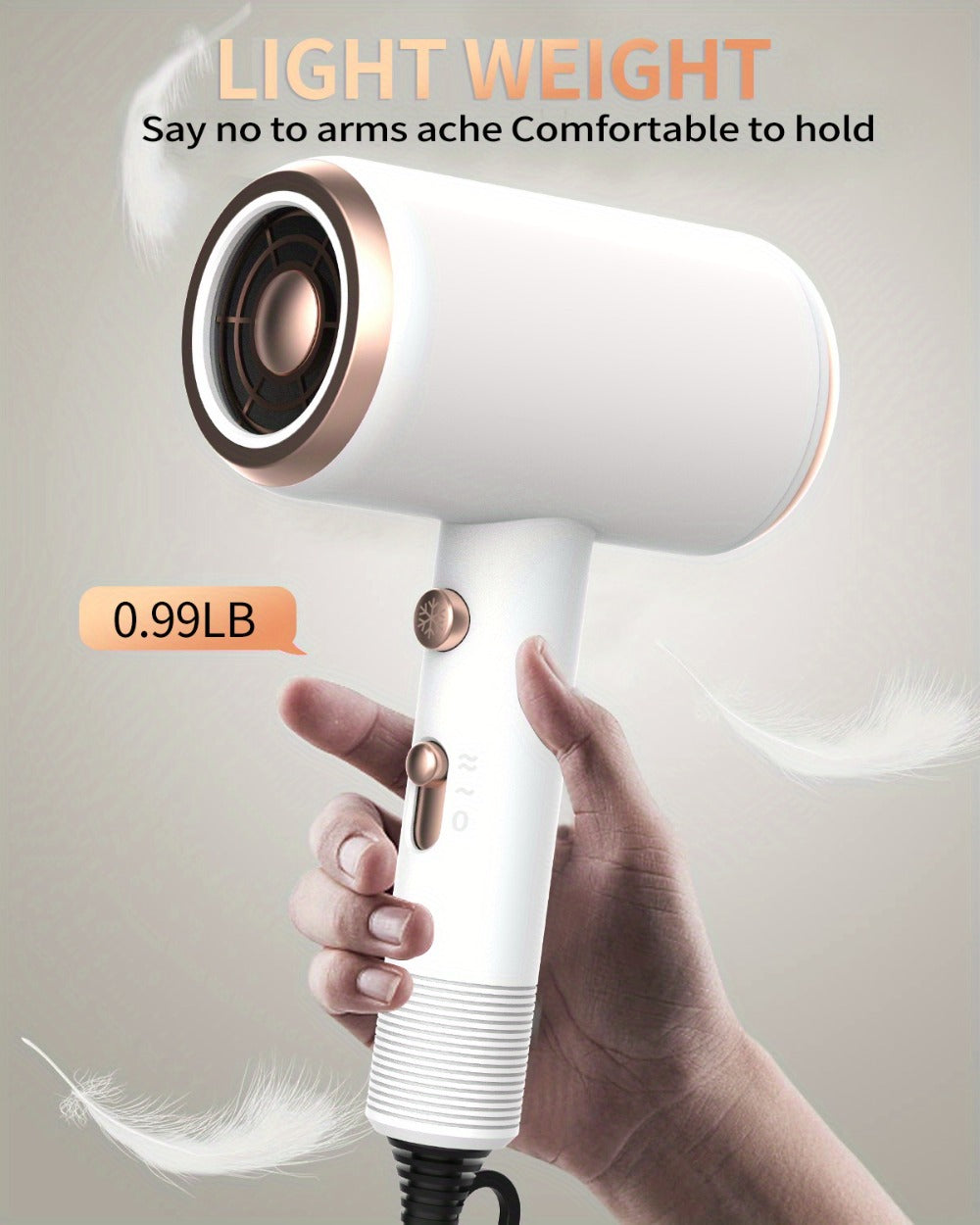 Ionic Hair Dryer 1600W with Diffuser Concentrator Nozzle 2 Speed 3 Heat Settings Cool Shot ALCI Safety Plug Brushed Motor Anti-Frizz Portable Blow Dryer for Straight Curly Wavy Hai - product image 13