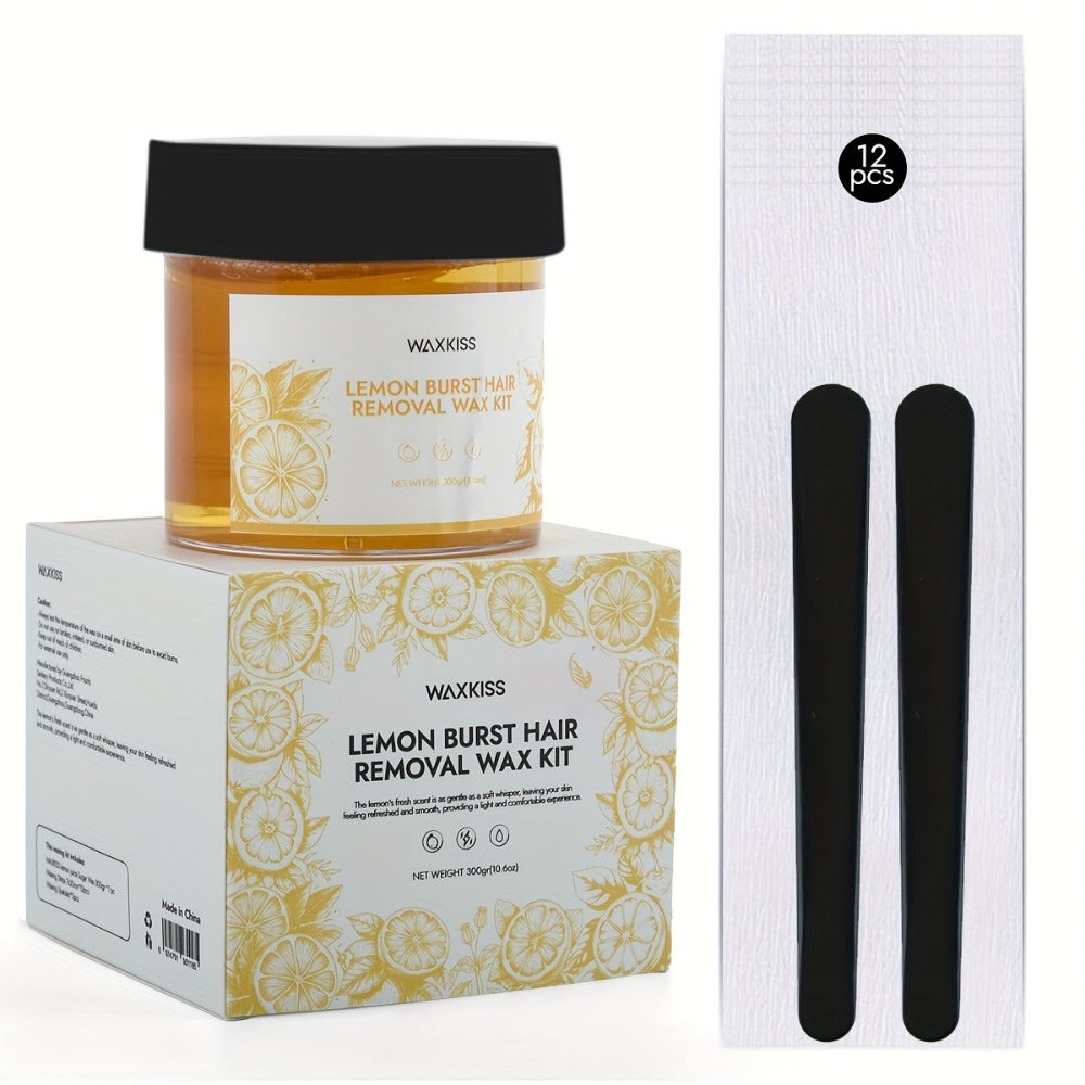 Sugar Wax Hair Removal Kit 300g - Gentle Soft Wax with Strips & Sticks for Body Hair Removal, Lemon or Activated Carbon Formula, Residue-Free At-Home Waxing for Women - product image 7