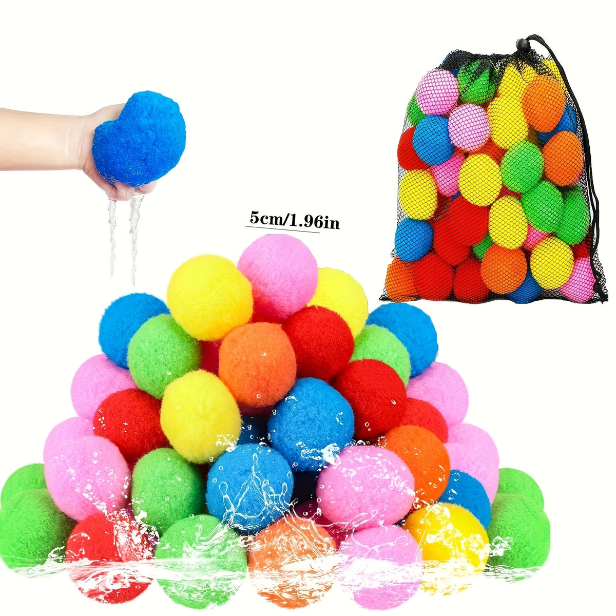 No-Tie Refillable Water Bomb Set for Pool Party, Backyard Summer Fun & Kids Outdoor Games, Includes Storage Mesh Bag, Great Summer Gift for Children – Reusable Water Balloons 36 Pack with Sponge Balls