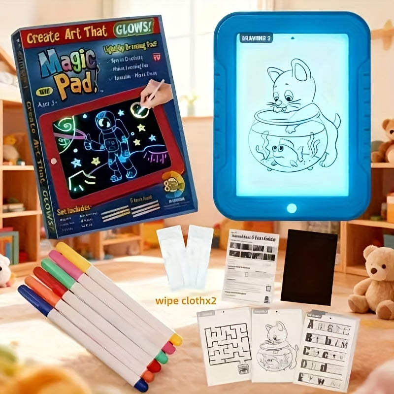 Magic LED Drawing Board for Kids with 15 Double-Sided Tracing Cards & 6 Washable Markers – Perfect Christmas & Birthday Gift – Light Up Luminous Art Board for - product image 14