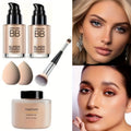 BB Cream Setting Powder Set 2 Pcs with Tools Moisturizing Concealer Oil Free Matte Long Lasting Face Makeup for Women Light Natural Skin Tone Birthday Holiday Gift - product image 12