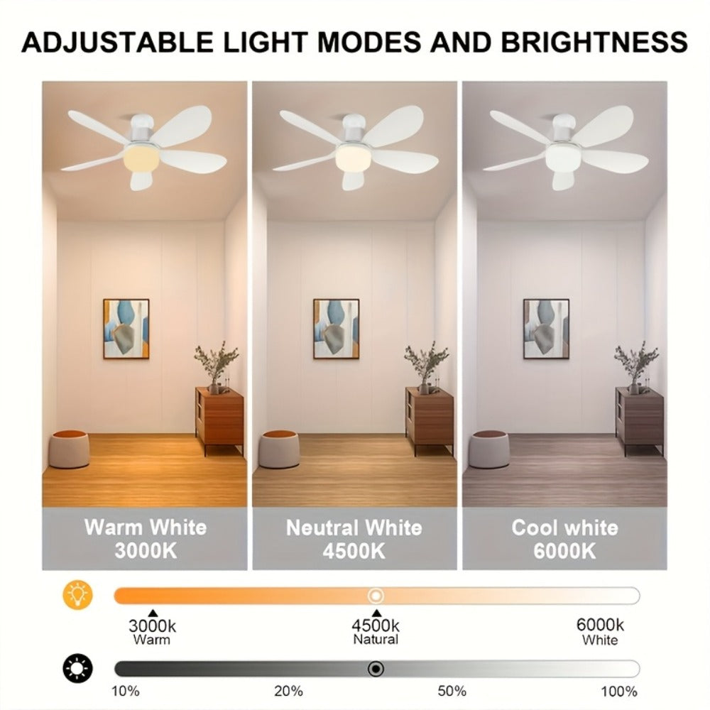Ceiling Fan with Light and Remote Control | 5-Blade 20 Inch 3-Speed 3-Color Dimmable LED Fan Light | Timing Mute E26/E27 Screw-In Easy Install for Kitchen Living Room Bedroom - product image 7