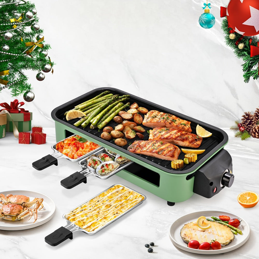 Indoor Electric Smokeless Grill 1500W – Raclette Table Grill with 3 Mini Pans, 16x9" Non-Stick Detachable Plate, Dishwasher Safe, Portable for Home Kitchen - product image 2