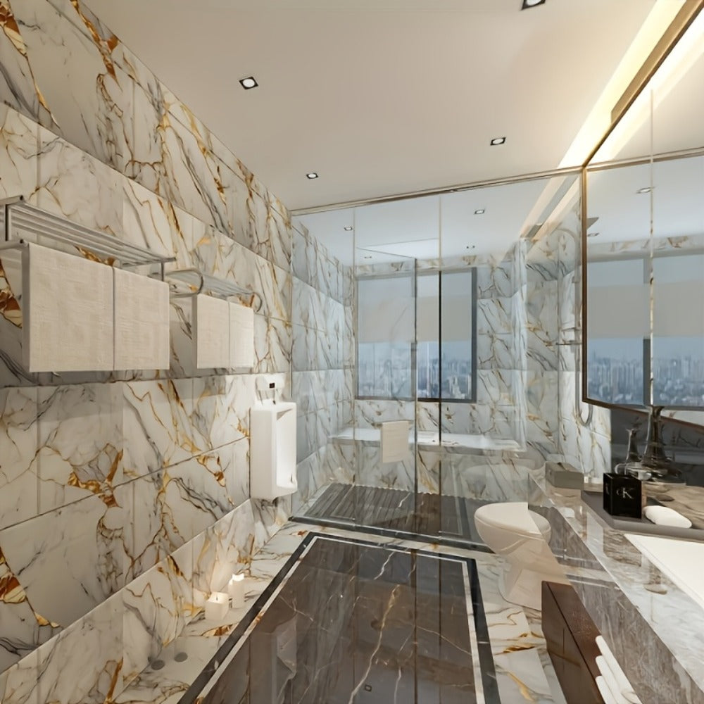 Peel and Stick Wall Tiles 50/100pcs - Waterproof PVC Marble Self-Adhesive Vinyl Panels for Bathroom Shower Kitchen Living Room TV Backdrop, Modern Wall Decor Easy Installation No G - product image 23