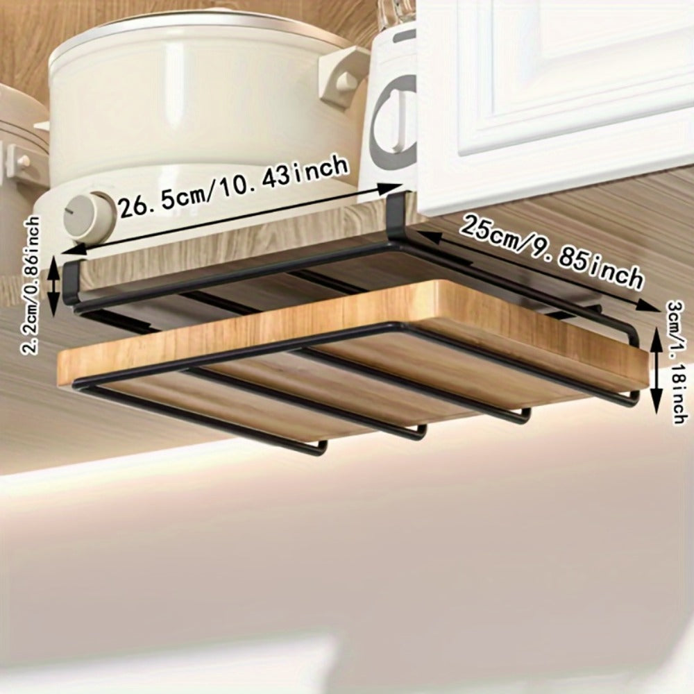 Kitchen Hook Rack for Cutting Boards Lids & Cabinet Door – Heavy Duty Carbon Steel Wall Mounted Organizer for Kitchen Tools & Bathroom Supplies, Rust-Resistant Black - product image 4