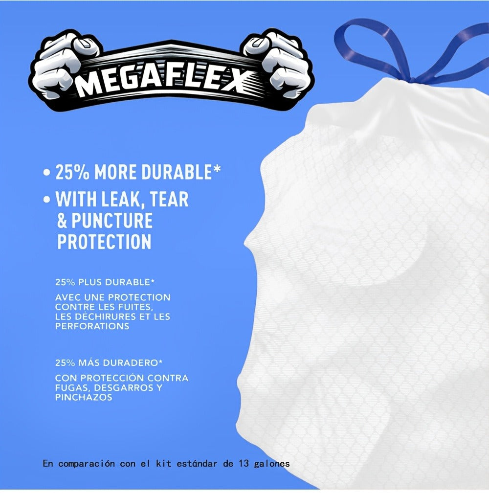 Drawstring Trash Bags 13 Gallon, 150 Count Tall Kitchen Garbage Bags, Puncture & Tear Resistant, Odor Eliminator Technology, Lemon Mint Fresh Scent, Disposable Drawstring Waste Bag - product image 4