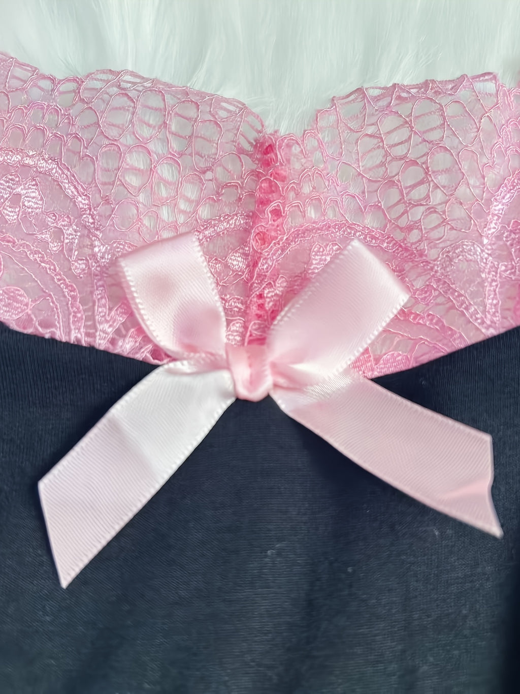 Contrast Color Lace Splicing V-Neck Bow Splicing Soft and Comfortable Skin-Friendly Casual Home Pajamas Set - product image 17