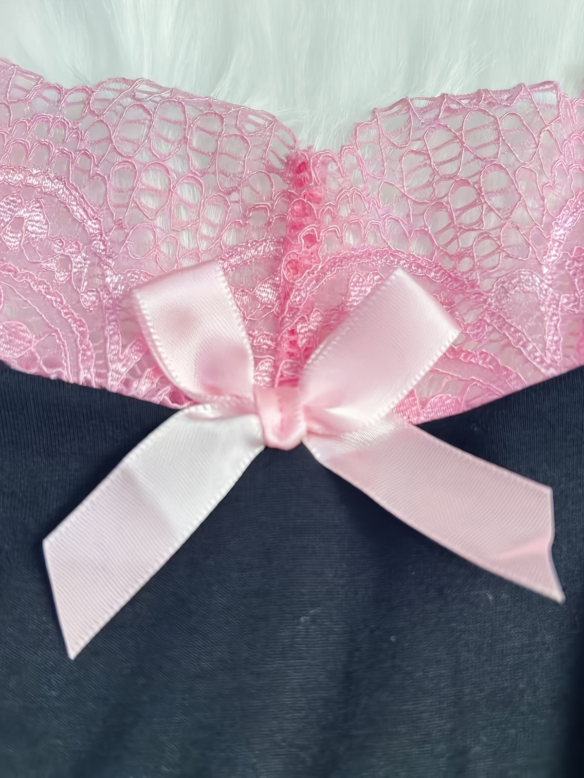 Contrast Color Lace Splicing V-Neck Bow Splicing Soft and Comfortable Skin-Friendly Casual Home Pajamas Set - product image 17
