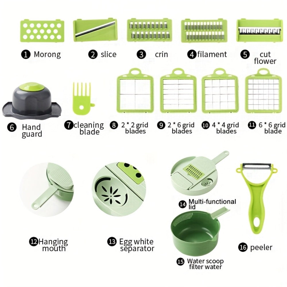 Vegetable Chopper 16-in-1 Manual Food Chopper Slicer Dicer Grater with Container – Professional Onion Potato Carrot Cutter Kitchen Tool - product image 3