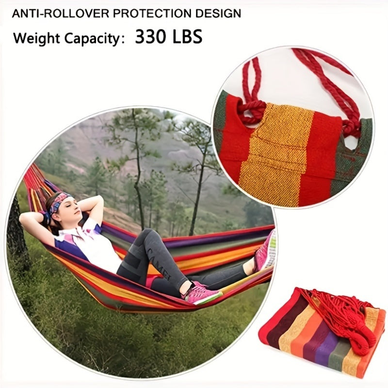 Camping Hammock Single Person Colorful Fabric Anti-Roll Design 330 lbs Capacity with Tree-Friendly Straps Carry-along Carrying Bag Outdoor Indoor Backyard Lounging