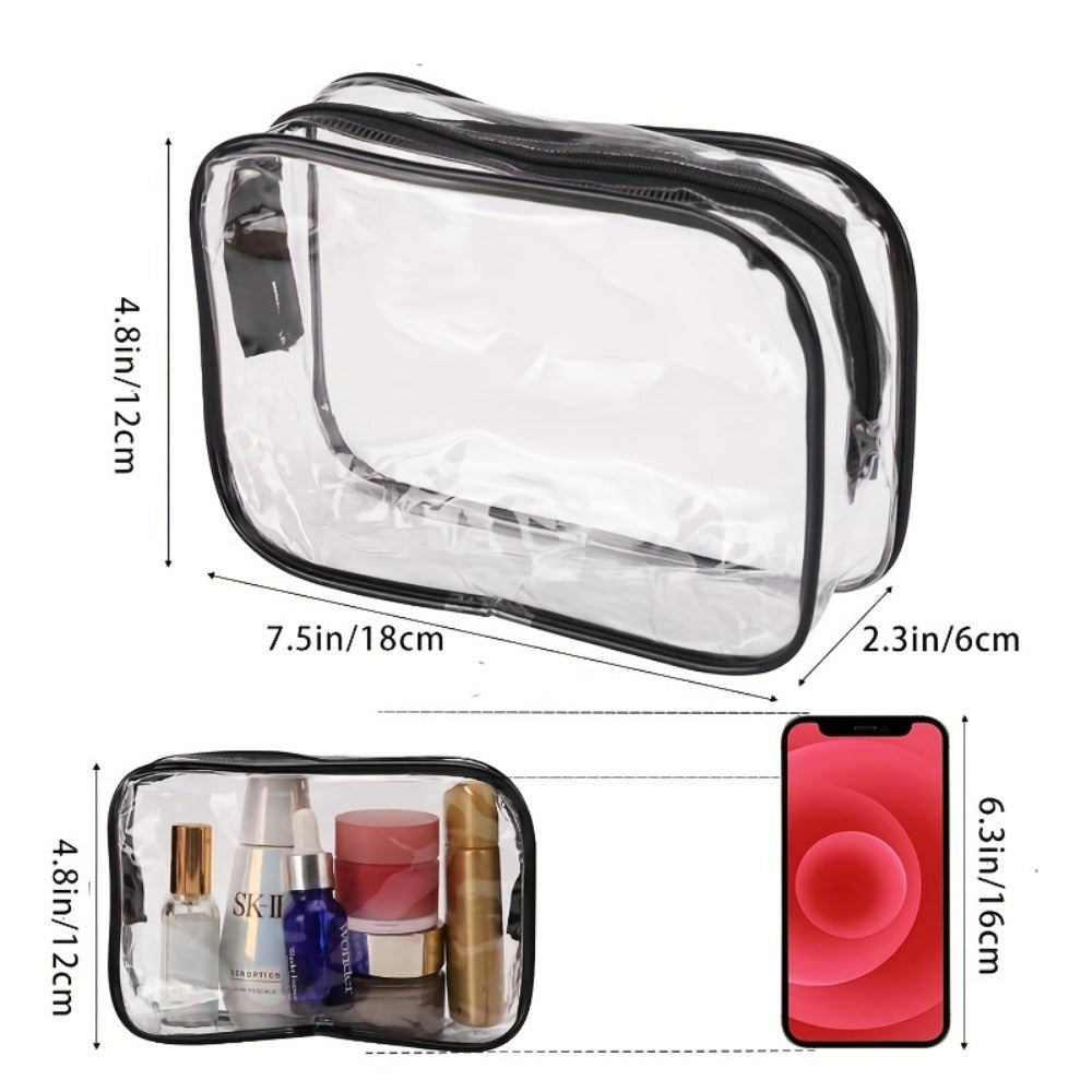 Clear PVC Makeup Bag Set 10 Pcs Transparent Waterproof Cosmetic Bags Reinforced Zipper TSA Approved Travel Toiletry Organizer See-Through Beauty Pouch Black - product image 6
